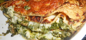 Palačinkové Lasagne se špenátem, zapečené s mozzarellou