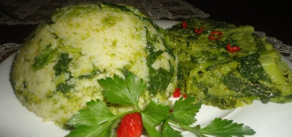 Kuskus so zeleninou-cime di rape(nieco medzi repkou a brokolicou)