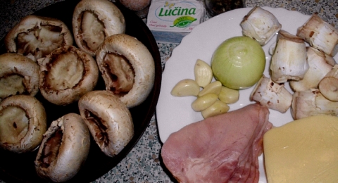 Plněné zapečené žampiony - krok 1